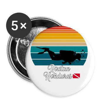 Roatan Honduras Diving - Buttons large 2.2''/56 mm (5-pack) - white - Front