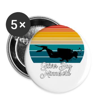 Silver Bay Minnesota Plongée - Lot de 5 grands badges (56 mm) - blanc - Devant