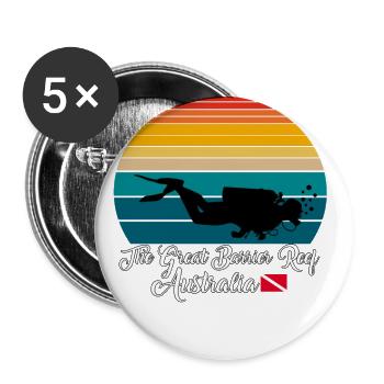 The Great Barrier Reef Australia Diving - Buttons large 2.2''/56 mm (5-pack) - white - Front