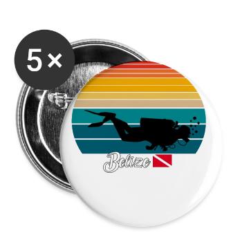 Belize Scuba Diving Gift - Buttons groß 56 mm (5er Pack) - Weiß - Vorne