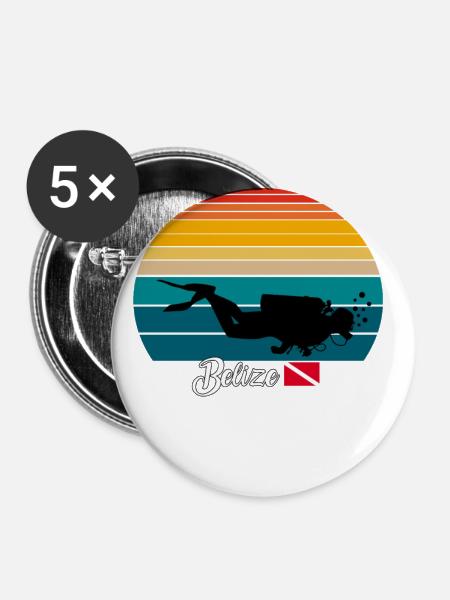 Belize Scuba Diving Gift - Buttons groß 56 mm (5er Pack) - Weiß