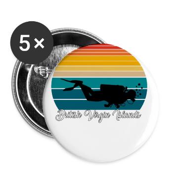 British Virgin Islands Scuba Diving Gift - Buttons groß 56 mm (5er Pack) - Weiß - Vorne