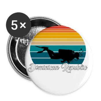 Dominican Republic Scuba Diving Gift - Buttons groß 56 mm (5er Pack) - Weiß - Vorne
