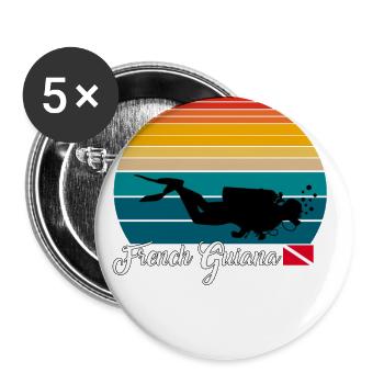Français Poison de plongée sous-marine guyanaise - Lot de 5 grands badges (56 mm) - blanc - Devant