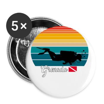 Grenada Scuba Diving Poison - Buttons large 2.2''/56 mm (5-pack) - white - Front