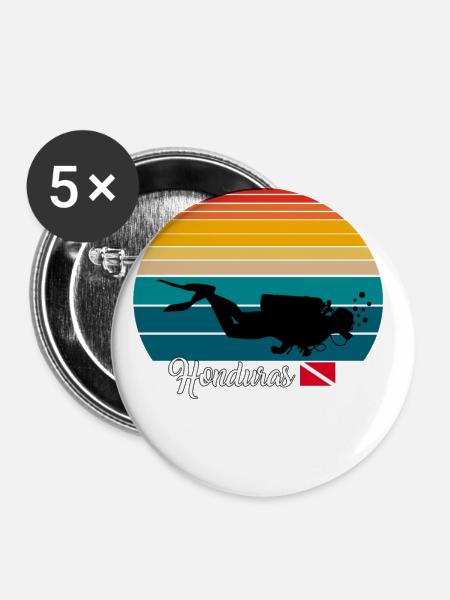 Honduras Scuba Diving Gift - Buttons groß 56 mm (5er Pack) - Weiß