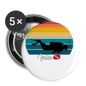 India Scuba Diving Gift - Buttons groß 56 mm (5er Pack) - Weiß - Vorne