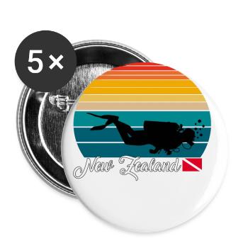 New Zealand Scuba Diving Gift - Buttons groß 56 mm (5er Pack) - Weiß - Vorne