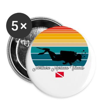 Cadeau de plongée sous-marine aux îles Mariannes du Nord - Lot de 5 grands badges (56 mm) - blanc - Devant