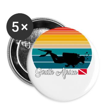 South Africa Scuba Diving Gift - Buttons groß 56 mm (5er Pack) - Weiß - Vorne