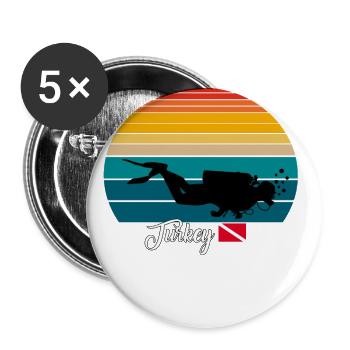 Turkey Scuba Diving Poison - Buttons large 2.2''/56 mm (5-pack) - white - Front