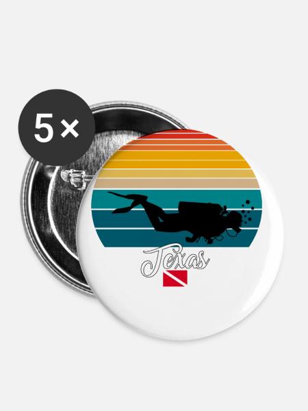 Texas Scuba Diving Gift - Buttons groß 56 mm (5er Pack) - Weiß