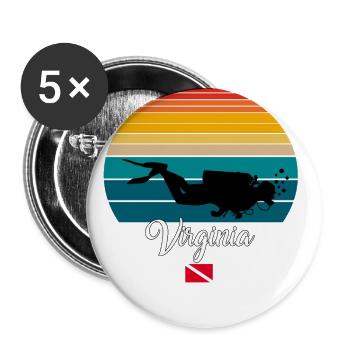 Virginia Scuba Diving Gift - Buttons groß 56 mm (5er Pack) - Weiß - Vorne