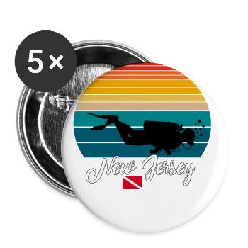 New Jersey Scuba Diving Poison - Buttons large 2.2''/56 mm (5-pack) - white - Front