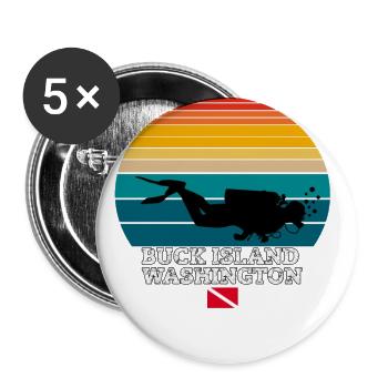 Buck Island Plongée sous-marine sur l’île américaine - Lot de 5 grands badges (56 mm) - blanc - Devant