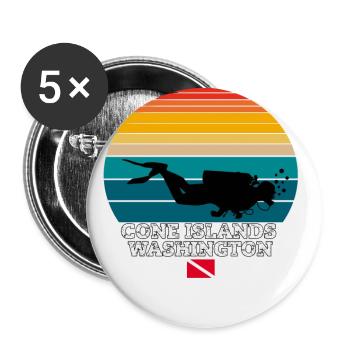 Cone Islands US Island Plongée sous-marine - Lot de 5 grands badges (56 mm) - blanc - Devant