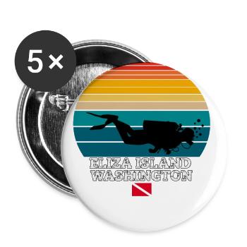Eliza Island Us Island Plongée sous-marine - Lot de 5 grands badges (56 mm) - blanc - Devant