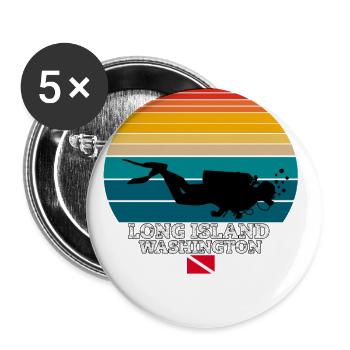 Long Island US Island Diving - Buttons large 2.2''/56 mm (5-pack) - white - Front