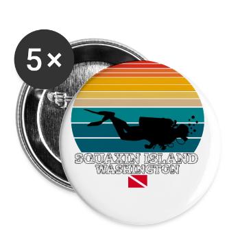 Squaxin Island Us Island Plongée sous-marine - Lot de 5 grands badges (56 mm) - blanc - Devant