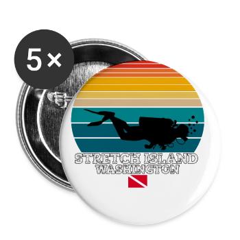 Stretch Island US Island Scuba Diving - Buttons groß 56 mm (5er Pack) - Weiß - Vorne