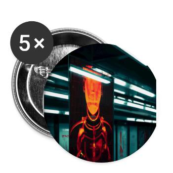 Futuristisches Cyborg in U-Bahn Station - Buttons groß 56 mm (5er Pack) - Weiß - Vorne