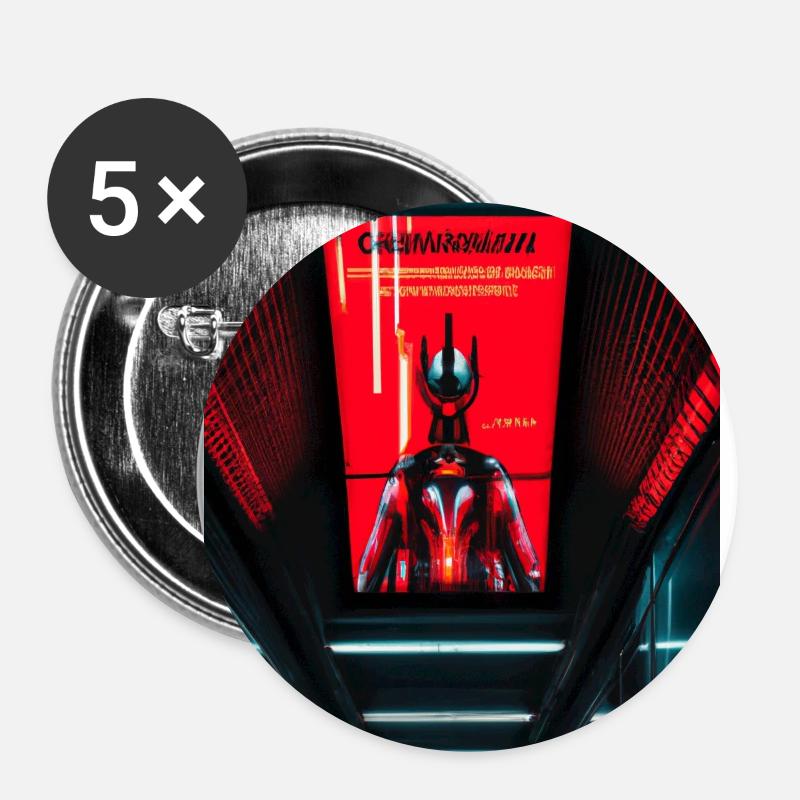 Futuristic cyborg in subway station - Buttons large 2.2''/56 mm (5-pack) - white