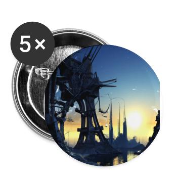 Science Fiction City Future - Buttons large 2.2''/56 mm (5-pack) - white - Front