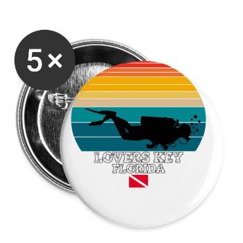 Lovers Key US Island Diving - Buttons groß 56 mm (5er Pack) - Weiß - Vorne