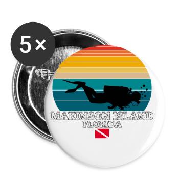 Makinson Island US Island Diving - Buttons groß 56 mm (5er Pack) - Weiß - Vorne