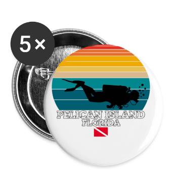 Pelican Island US Island Diving - Buttons large 2.2''/56 mm (5-pack) - white - Front