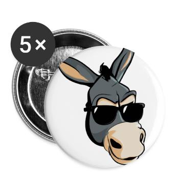 Âne cool avec des lunettes de soleil - Lot de 5 grands badges (56 mm) - blanc - Devant