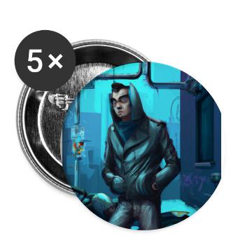 Abstract Cyber City SciFi - Buttons large 2.2''/56 mm (5-pack) - white - Front