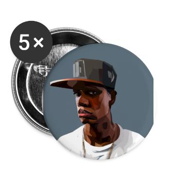 Hip Hopper Rapper - Buttons large 2.2''/56 mm (5-pack) - white - Front