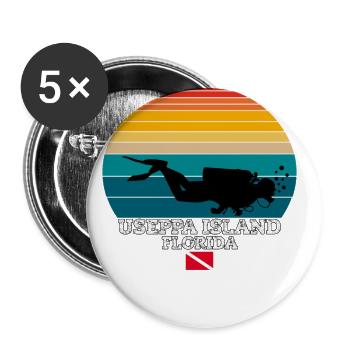 Useppa Island US Island Diving - Buttons groß 56 mm (5er Pack) - Weiß - Vorne