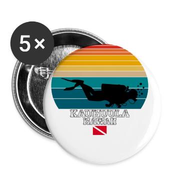 Kauhuula US Island Diving - Buttons large 2.2''/56 mm (5-pack) - white - Front