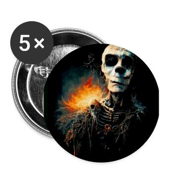 Dangerous Halloween skeleton with flame on the back - Buttons large 2.2''/56 mm (5-pack) - white - Front