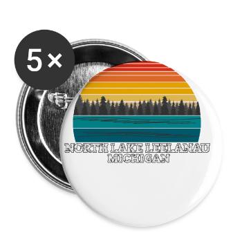 North Lake Leelanau Michigan - Lot de 5 grands badges (56 mm) - blanc - Devant