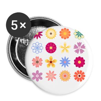 Flowers, Vintage Flowers, Garden Flowers, Pink Rose Fl - Buttons large 2.2''/56 mm (5-pack) - white - Front