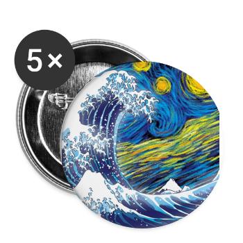 Kanagawa Waves Aesthetic Japanese Art Great Wave - Buttons large 2.2''/56 mm (5-pack) - white - Front