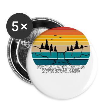 Bridal Veil Falls New Zealand - Buttons large 2.2''/56 mm (5-pack) - white - Front