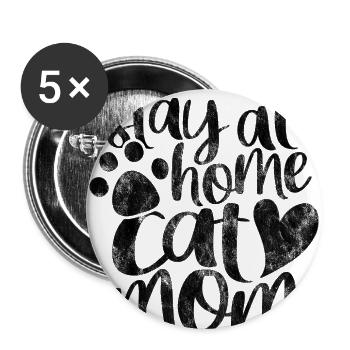 stay at home cat mom - Funny cat sayings - Buttons large 2.2''/56 mm (5-pack) - white - Front