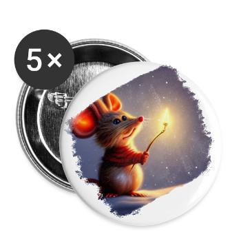 Souris de Noël - Lot de 5 grands badges (56 mm) - blanc - Devant