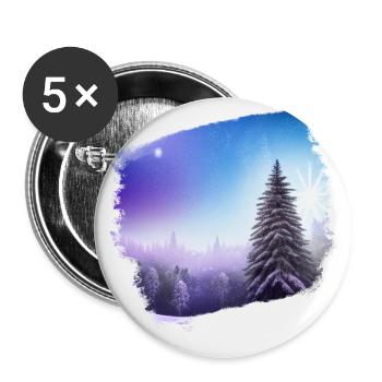 Winterlandschaft - Buttons groß 56 mm (5er Pack) - Weiß - Vorne