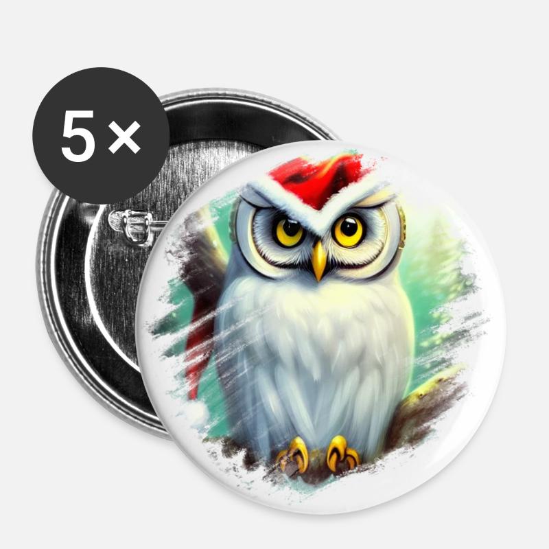 White Snowy Owl - Buttons large 2.2''/56 mm (5-pack) - white