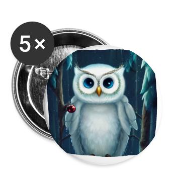 Weihnachtsmotiv Schneeeule - Buttons groß 56 mm (5er Pack) - Weiß - Vorne