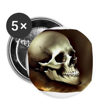 Totenkopf für Rocker - Buttons groß 56 mm (5er Pack) - Weiß - Vorne