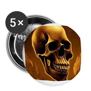 Totenkopf Biker - Buttons groß 56 mm (5er Pack) - Weiß - Vorne