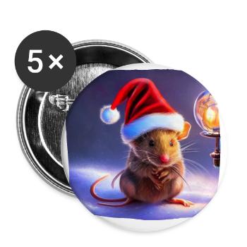 Christmas motif mouse - Buttons large 2.2''/56 mm (5-pack) - white - Front