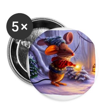 Christmas motif mouse - Buttons large 2.2''/56 mm (5-pack) - white - Front