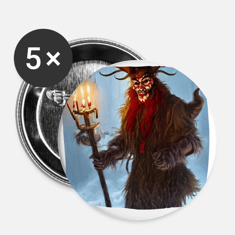 Krampus - Buttons large 2.2''/56 mm (5-pack) - white